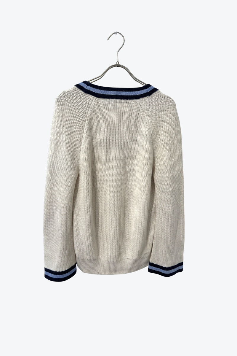 LAUREN RALPH LAUREN | FLARE SLEEVE V-NECK COTTON KNIT [USED]