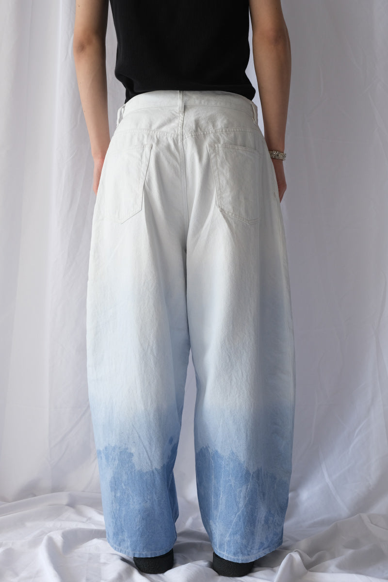 SHIBORI-BASSEN BARREL DENIM PANTS / BLEACH