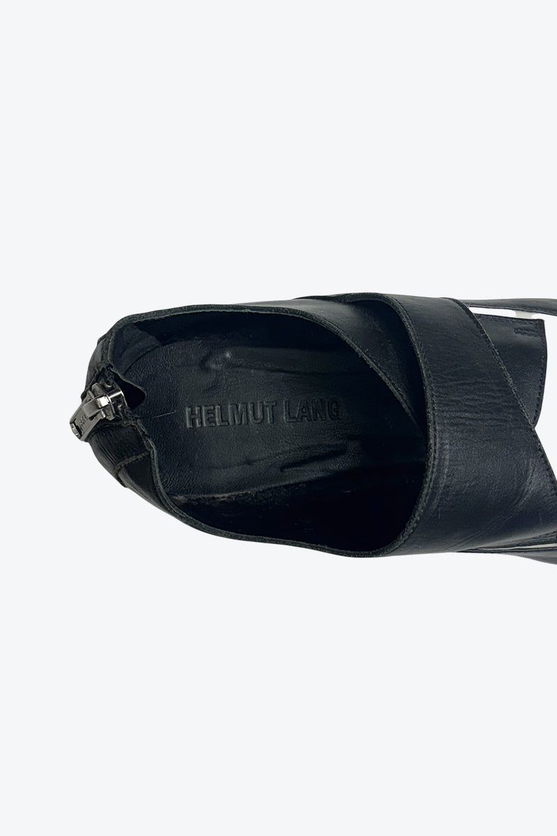 HELMUT LANG | HEEL ZIP MONK STRAP LEATHER SHOES [USED]