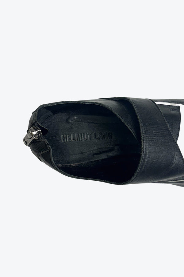 HELMUT LANG | HEEL ZIP MONK STRAP LEATHER SHOES [USED]