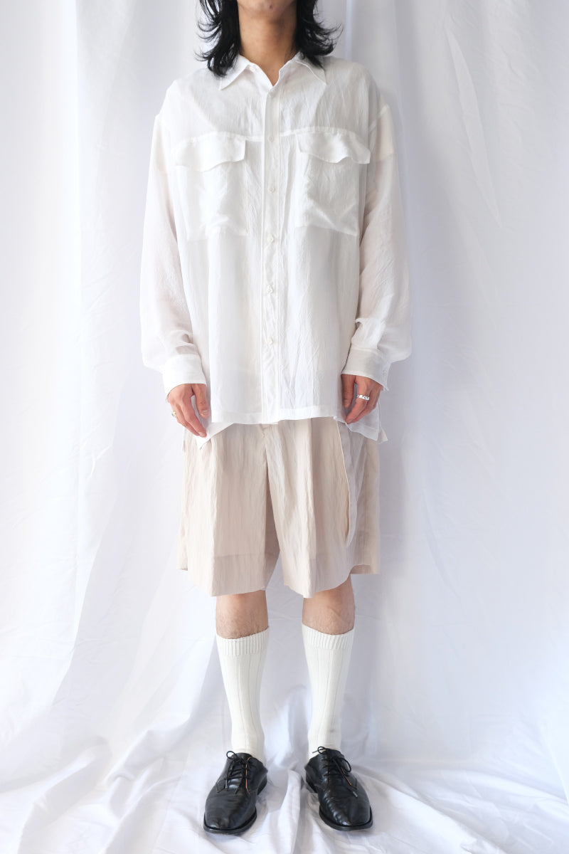 CUPRO SHRINK SHIRT / WHITE [30%OFF]