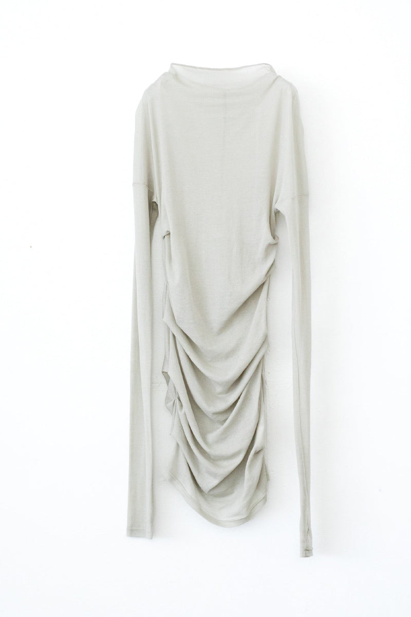 SHEER FRAISE SIDE TUCK TOP / MOSS