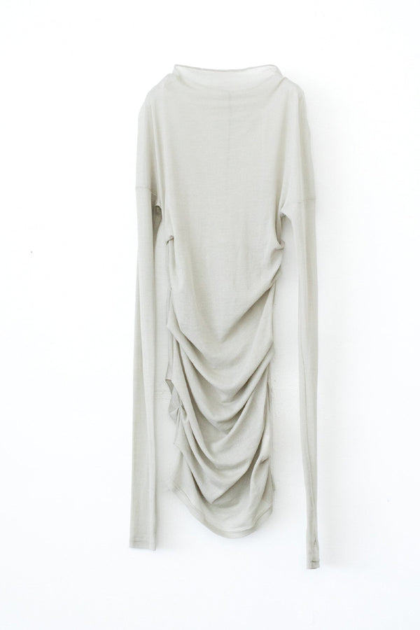 SHEER FRAISE SIDE TUCK TOP / MOSS