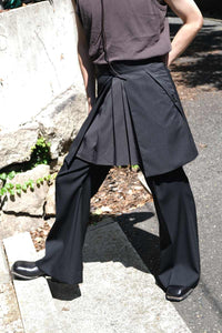 SUPER140 WRAP GURKHA SKIRT .12 / TENEBROSO GREY