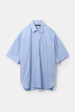 Load image into Gallery viewer, BROAD SHORT SLEEVE CUFFS SHIRTS / SAX STRIPE