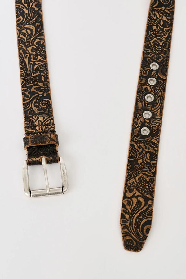 4CM BELT / PAISLEY BLACK VINTAGE LEATHER
