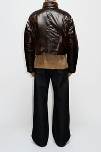 BOX JACKET / SHINY BROWN NYLON