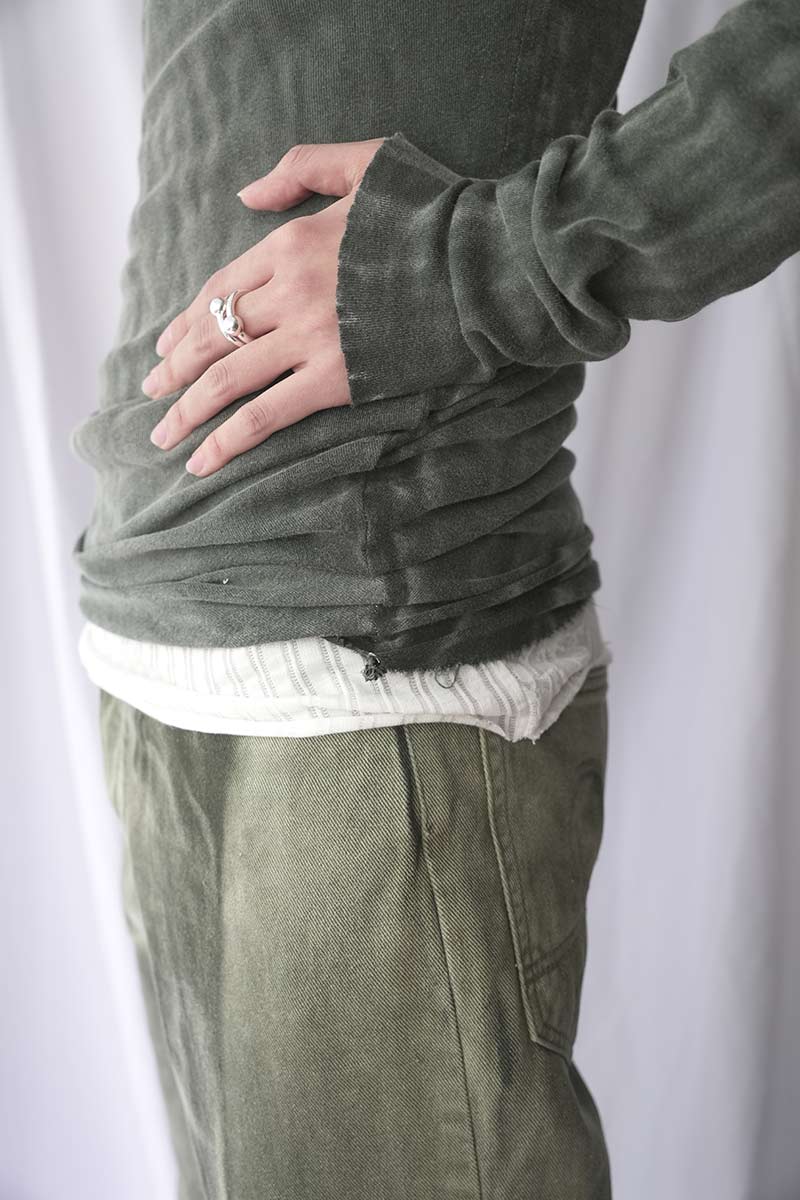 MOSS FOG BANANA TOP / WASHED DARK GREEN