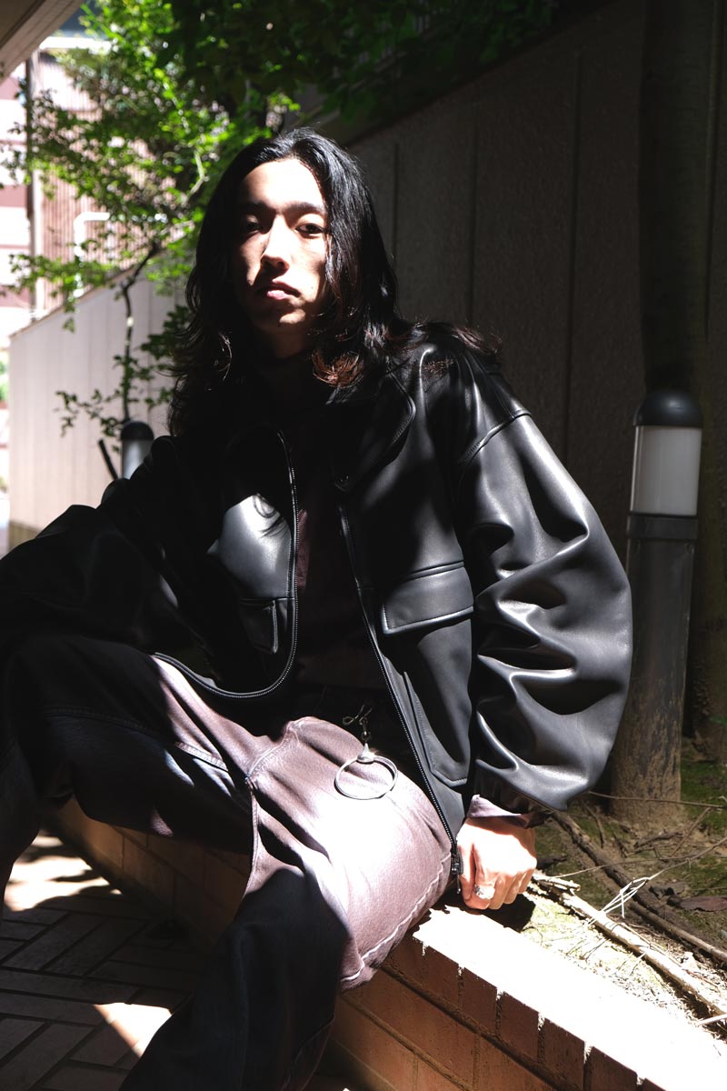 SHEEP LEATHER SHORT BLOUSON / BLACK