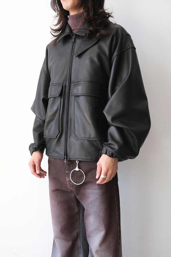 SHEEP LEATHER SHORT BLOUSON / BLACK