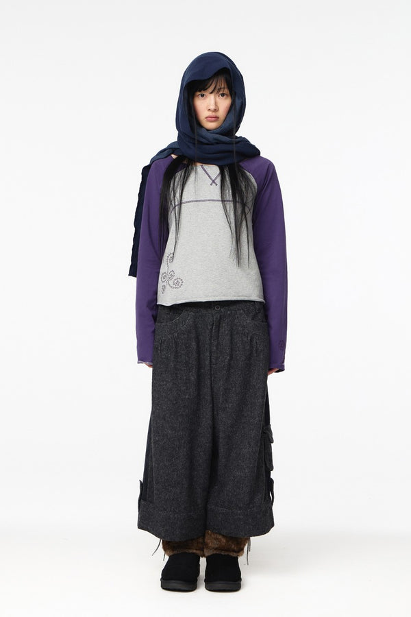 CUT-OFF RAGLAN LONG SLEEVE / PURPLE