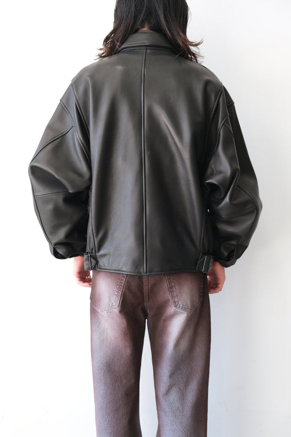 SHEEP LEATHER SHORT BLOUSON / BLACK