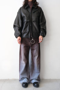 SHEEP LEATHER SHORT BLOUSON / BLACK