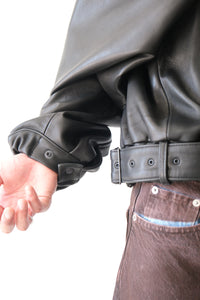SHEEP LEATHER SHORT BLOUSON / BLACK