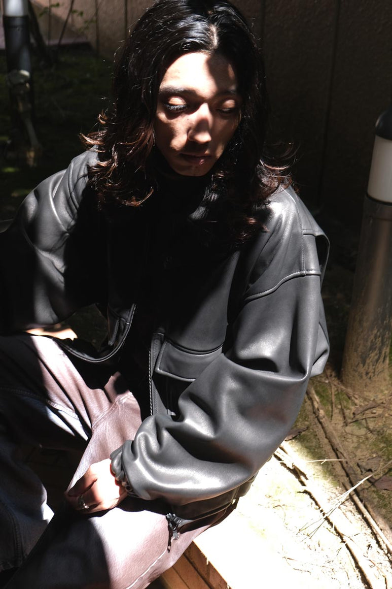 SHEEP LEATHER SHORT BLOUSON / BLACK