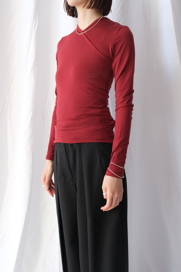 EUCALYPTUS JERSEY CACHE-COEUR TOP / WINE