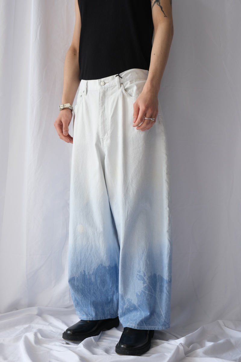 SHIBORI-BASSEN BARREL DENIM PANTS / BLEACH