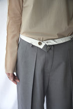 画像をギャラリービューアに読み込む, WOOL MIX HIP HUGGERS TUCKED WIDE SLACKS / GRAY