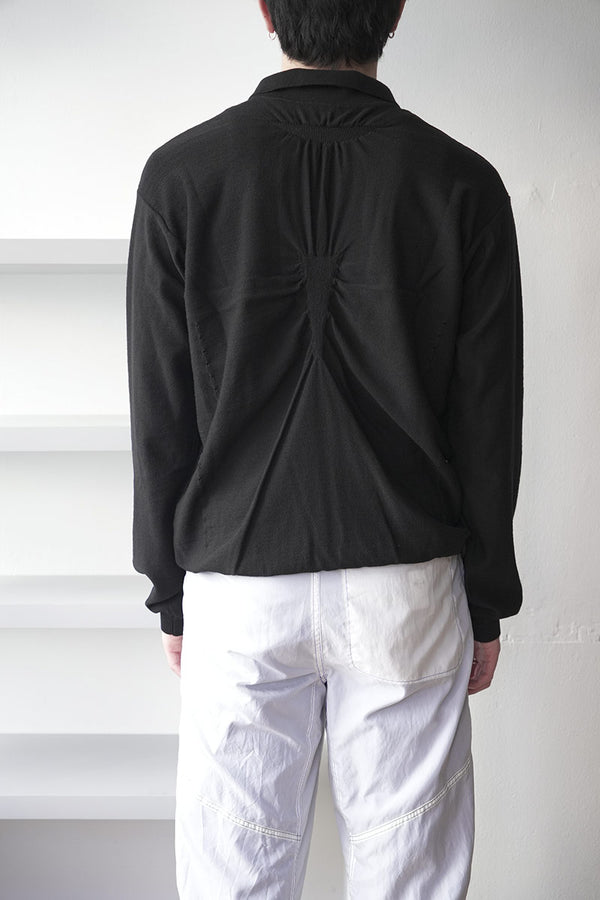 PINCHED WOOL KNIT POLO / BLACK [30%OFF]