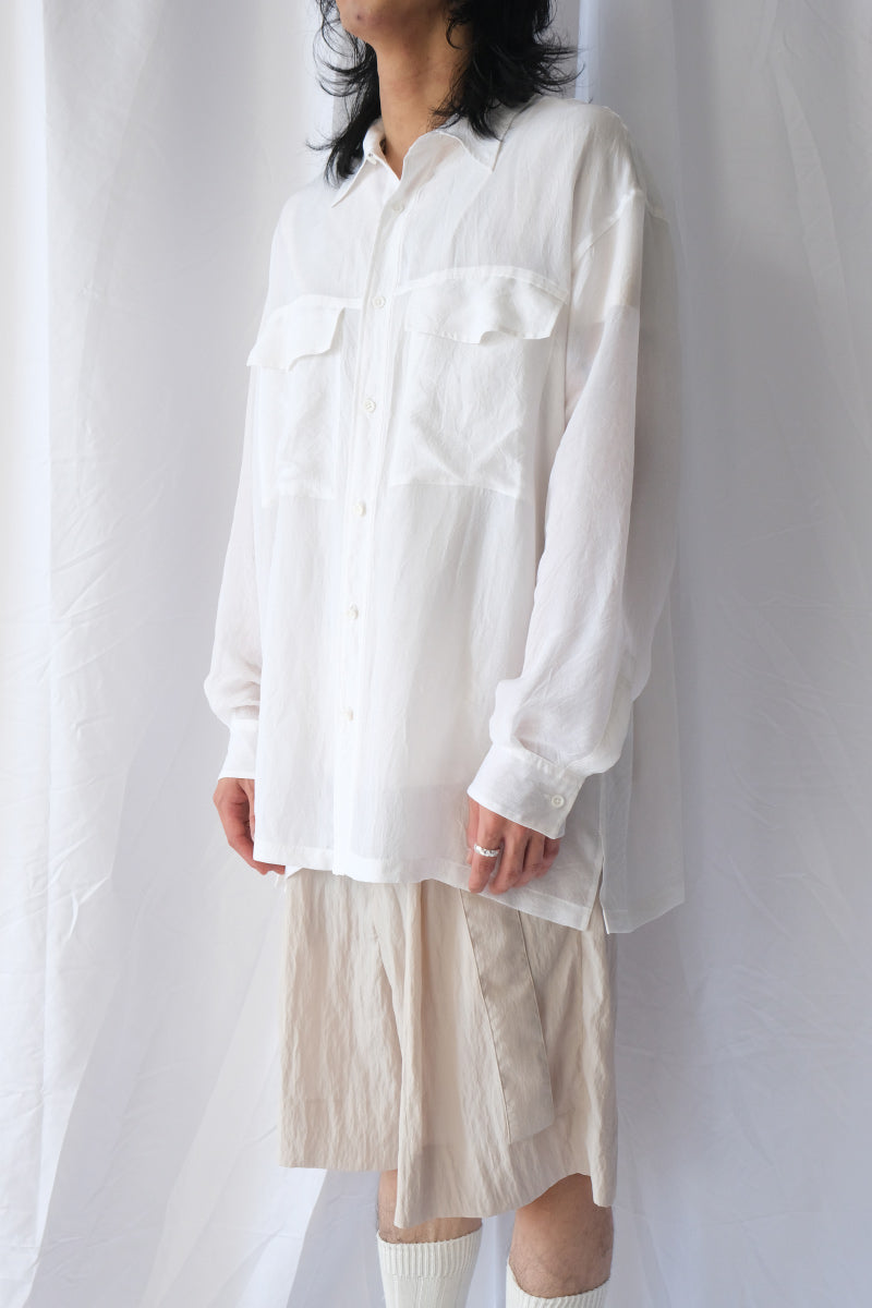 CUPRO SHRINK SHIRT / WHITE [30%OFF]