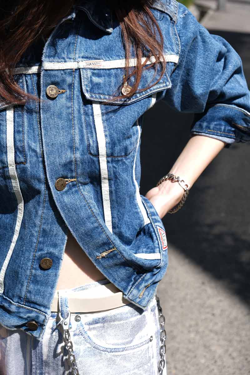 GUESS | 90년대 미국 생산 화이트 라인 데님 재킷 [USED]