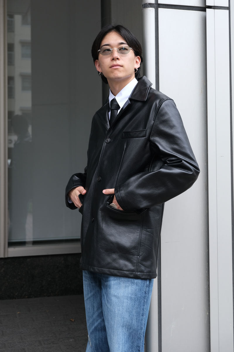 OUR LEGACY | ALLEY JACKET / HEAVY GRAIN BLACK LEATHER – STOCK