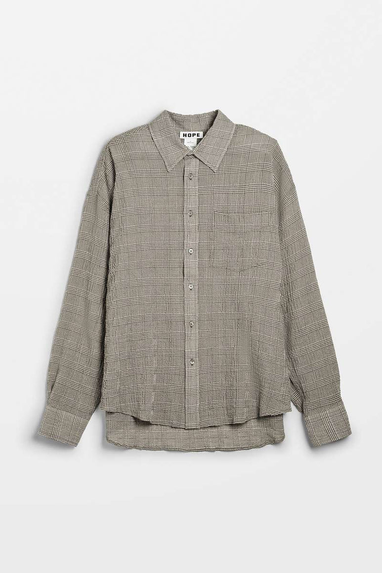 ROOM SHIRT / CRINKLED GREY CHECK