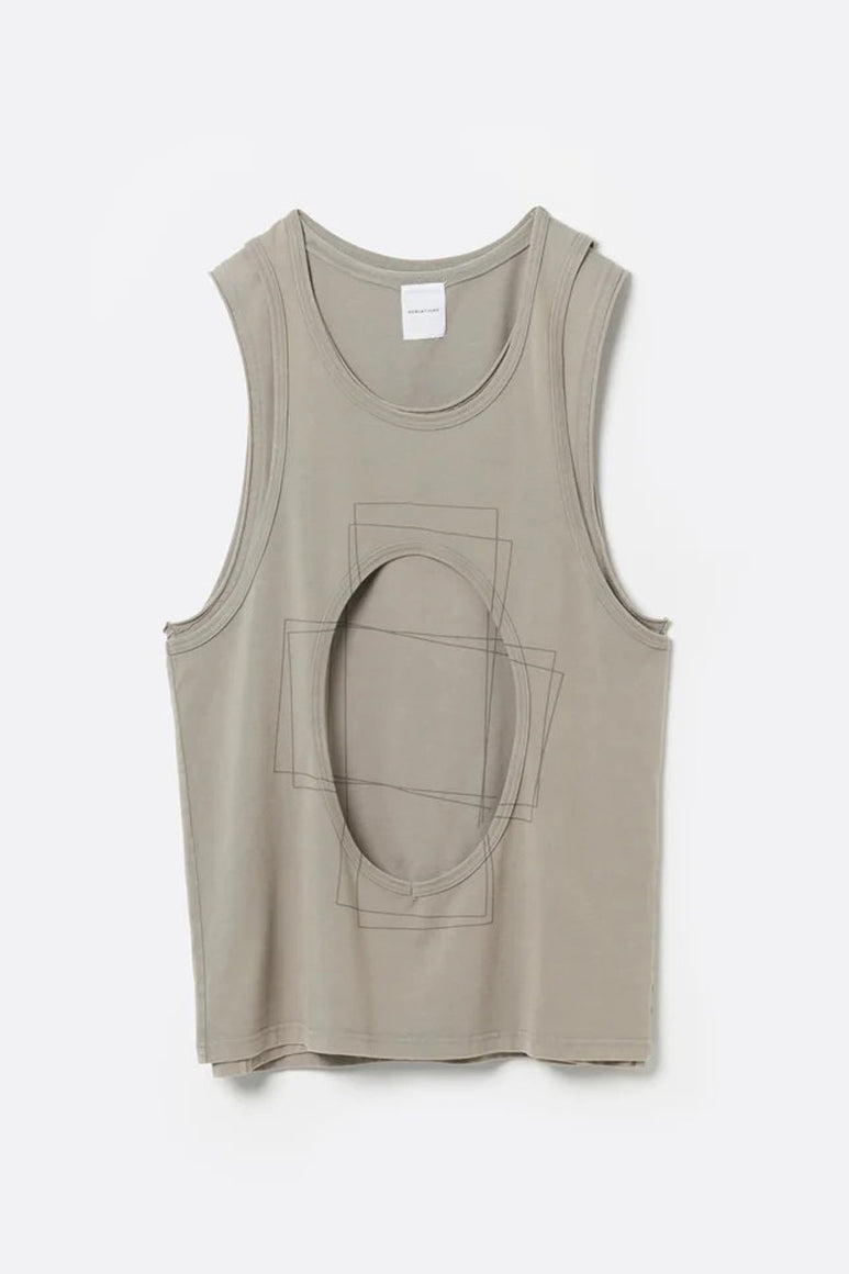 CIRCLE CUTTING FADE LAYERED TANKTOP .13 / SAND GREGE