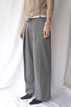 画像をギャラリービューアに読み込む, WOOL MIX HIP HUGGERS TUCKED WIDE SLACKS / GRAY