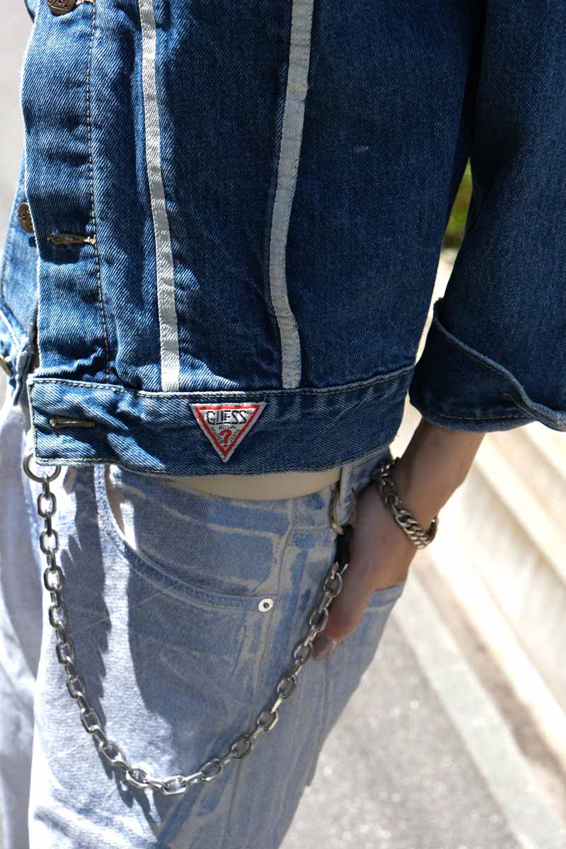 GUESS | 90년대 미국 생산 화이트 라인 데님 재킷 [USED]