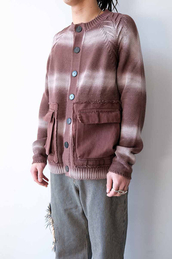 TYRE TRACK WASHED CARDIGAN / WASHED BROWN [30%OFF]