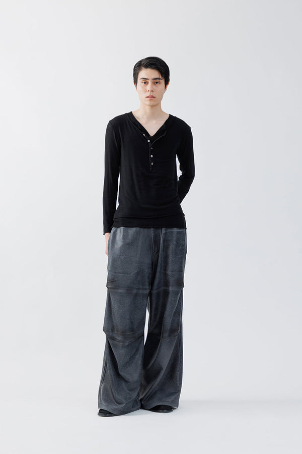 CRACKING COATED MILITARY PANTS .16 / DARK CHARCOLL ALBASS [26AW入荷予定]