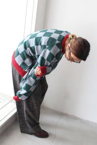 RAG CHECK SWEATER / BLUE,GREEN AND RED