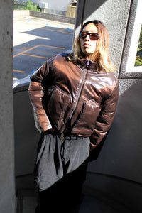 BOX JACKET / SHINY BROWN NYLON