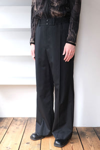 SUPER140 PINTUCK BAGGY EASY TROUSERS .12 / BLACK