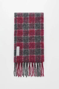 ESTATE SCARF / PINK FUZZY ALPACA CHECK