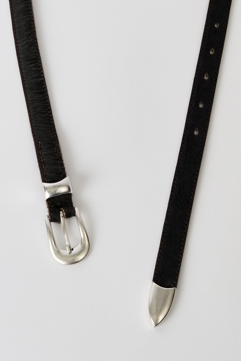 2CM BELT / CHOCOLATE HAIR ON HIDE