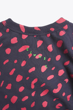 Load image into Gallery viewer, CLARE V. | MADE IN USA MULTI PATTERN PRINT RAGLAN SWEAT SHIRT / NAVY/RED  [USED]