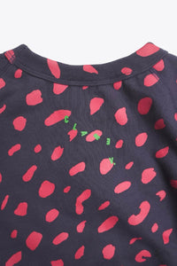 CLARE V. | MADE IN USA MULTI PATTERN PRINT RAGLAN SWEAT SHIRT / NAVY/RED  [USED]