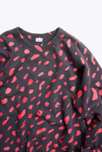 Load image into Gallery viewer, CLARE V. | MADE IN USA MULTI PATTERN PRINT RAGLAN SWEAT SHIRT / NAVY/RED  [USED]
