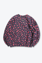 Load image into Gallery viewer, CLARE V. | MADE IN USA MULTI PATTERN PRINT RAGLAN SWEAT SHIRT / NAVY/RED  [USED]