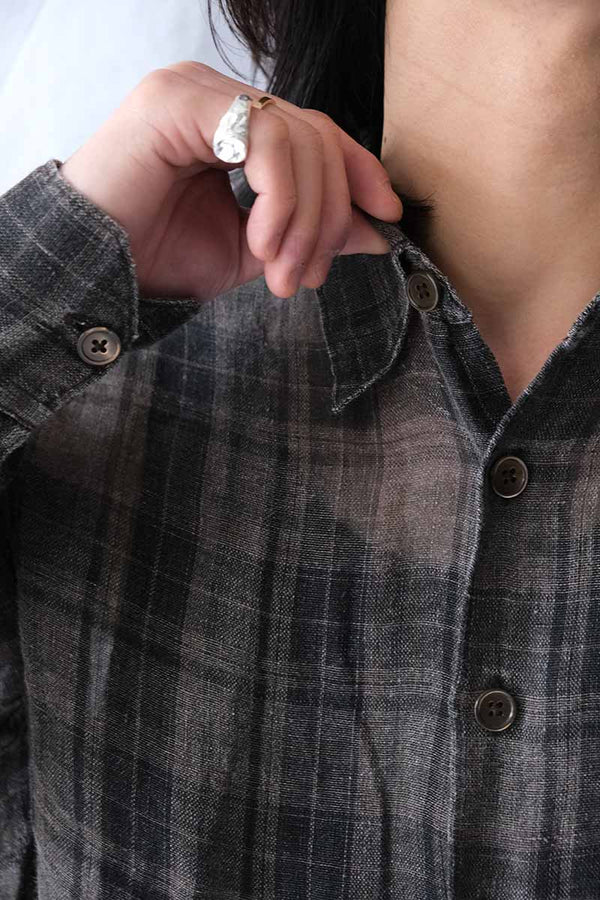 ABOVE SHIRT / PENUMBRA CHECK SHEERCOAT LINEN