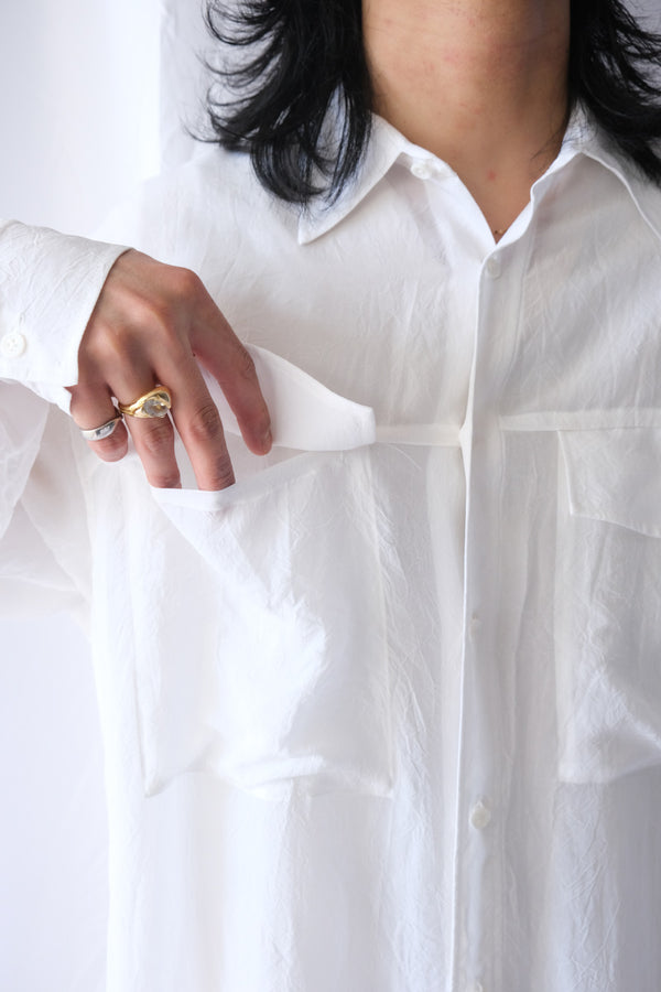 CUPRO SHRINK SHIRT / WHITE [30%OFF]