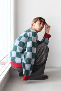 RAG CHECK SWEATER / BLUE,GREEN AND RED