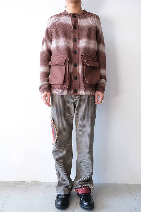 TYRE TRACK WASHED CARDIGAN / WASHED BROWN [30%OFF]