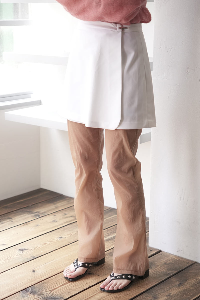SKIN PU SEE-THROUGH PANTS / NUDE
