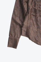 画像をギャラリービューアに読み込む, YL BY YAIR | 90'S MADE IN USA L/S GINGHAM CHECK SILK ZIP SHIRT / BROWN/BLACK [USED]