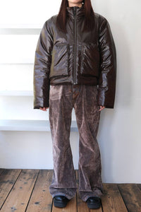 BOX JACKET / SHINY BROWN NYLON