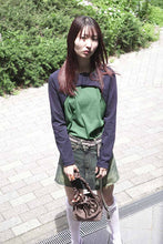 Load image into Gallery viewer, HOLTER NECK LONG SLEEVE T-SHIRT / NAVY-GREEN [20%OFF]