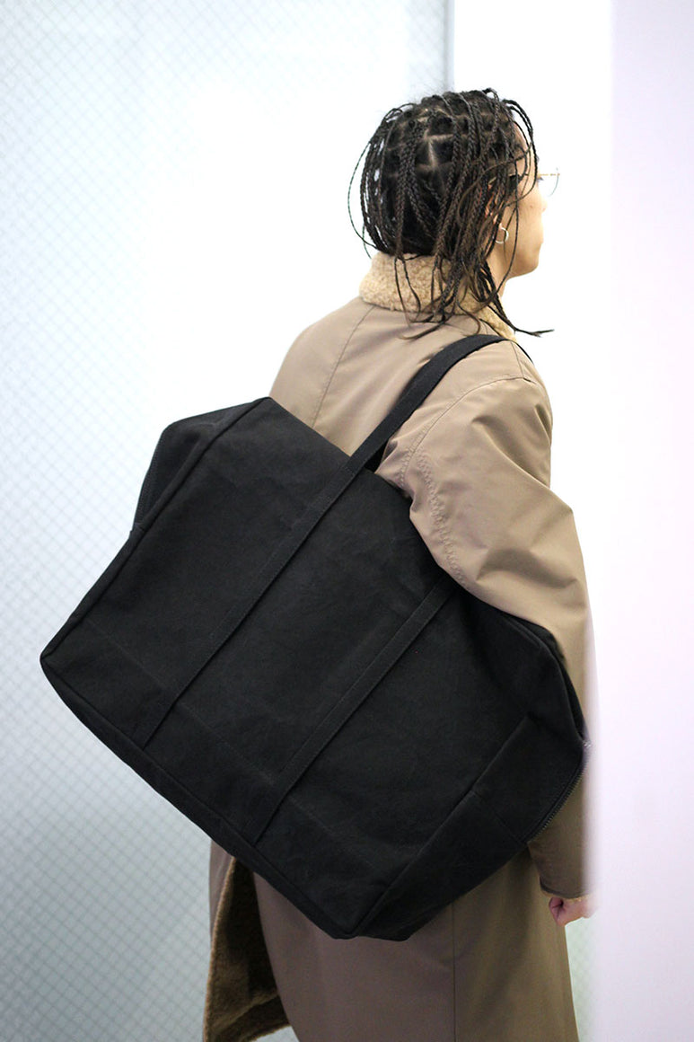 WASHED CANVAS BIG BOSTON BAG / BLACK